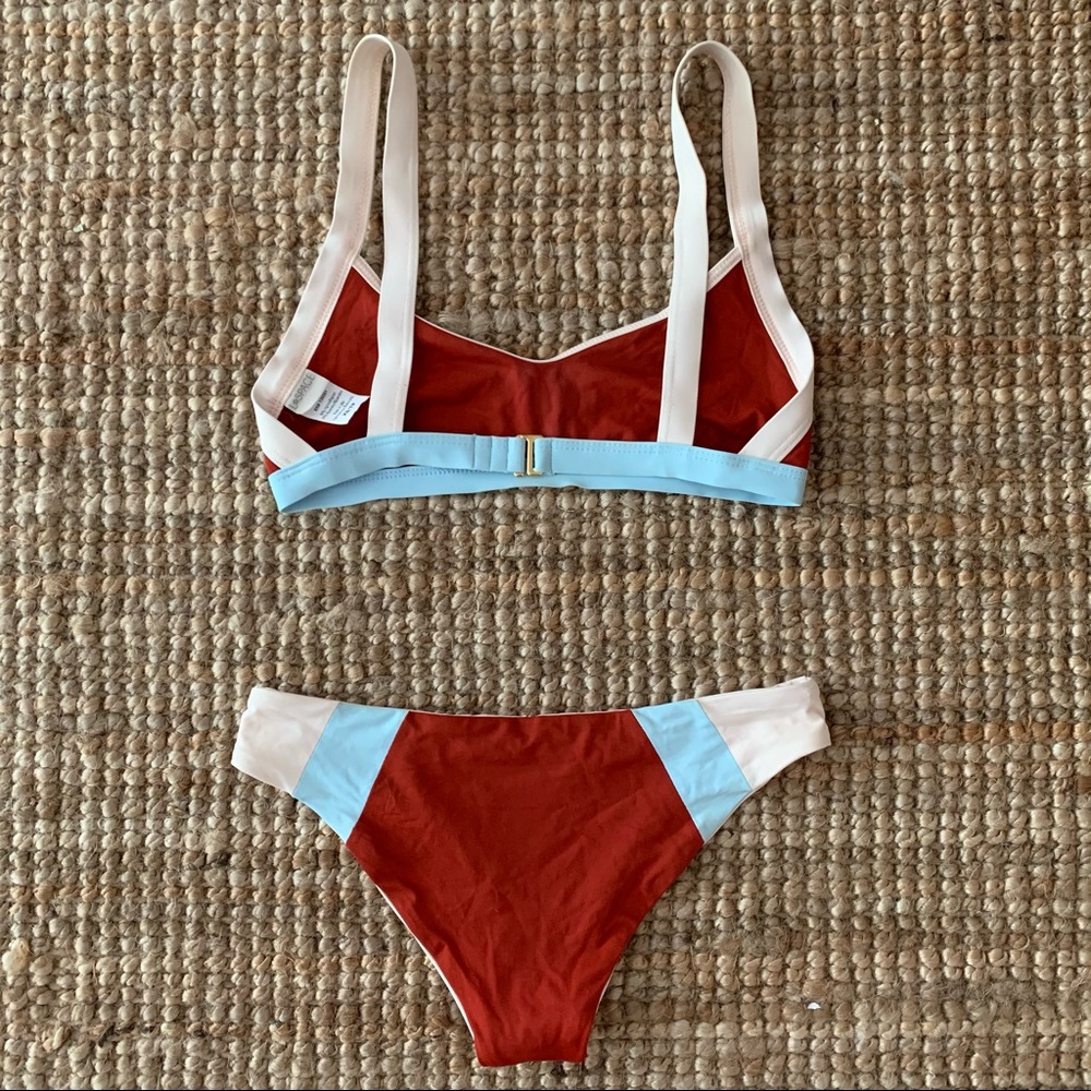L*SPACE Red Color Block Bikini - Picture 2 of 6